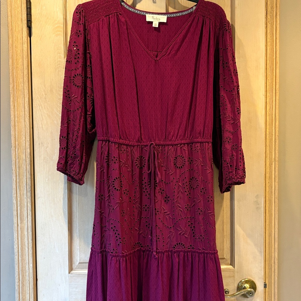 Nuture Wine Tiered Eyelet Dress 3X NWT